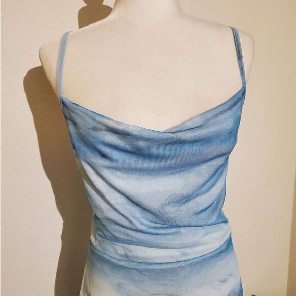 NWT Boohoo light blue Cowl Neck mini dress Large - Picture 2 of 10